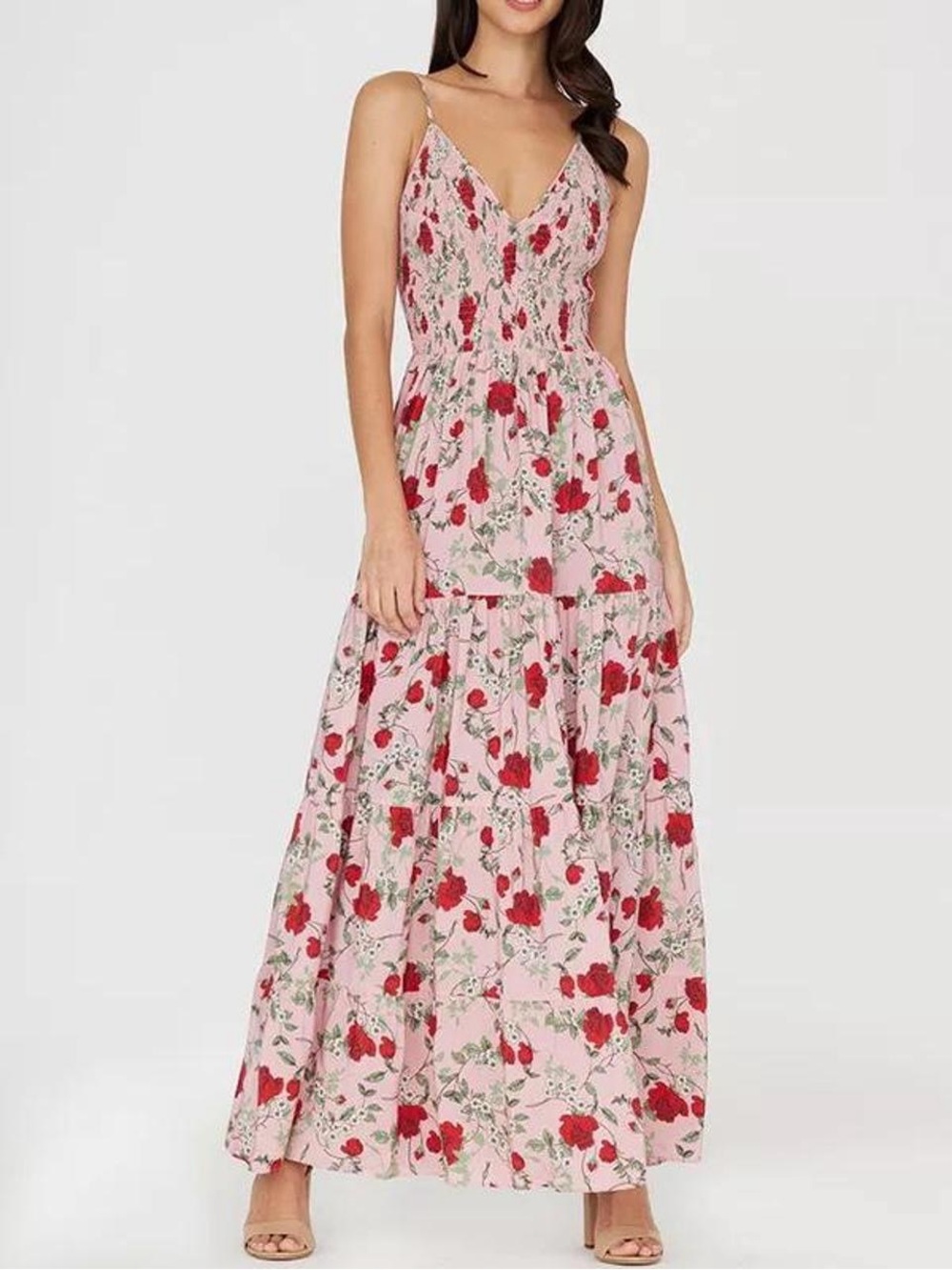 Yumi Kim Pink and Red Floral Maxi Dress!